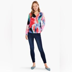 NIC+ZOE Abstract Art Top in Pink Multi Size Small